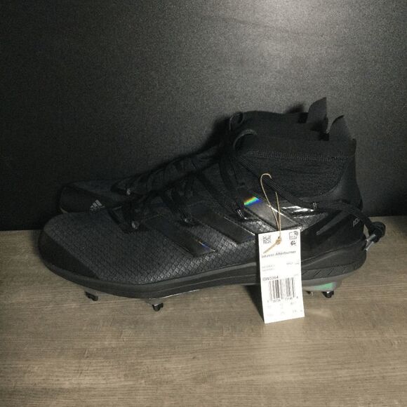 Adidas Adizero Afterburner 8 NWV Mid Metal Baseball Cleats Black Men's Size 13.5 - Picture 3 of 7